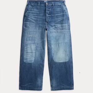 Men's Blue Jeans with Patchwork 32W x 30L